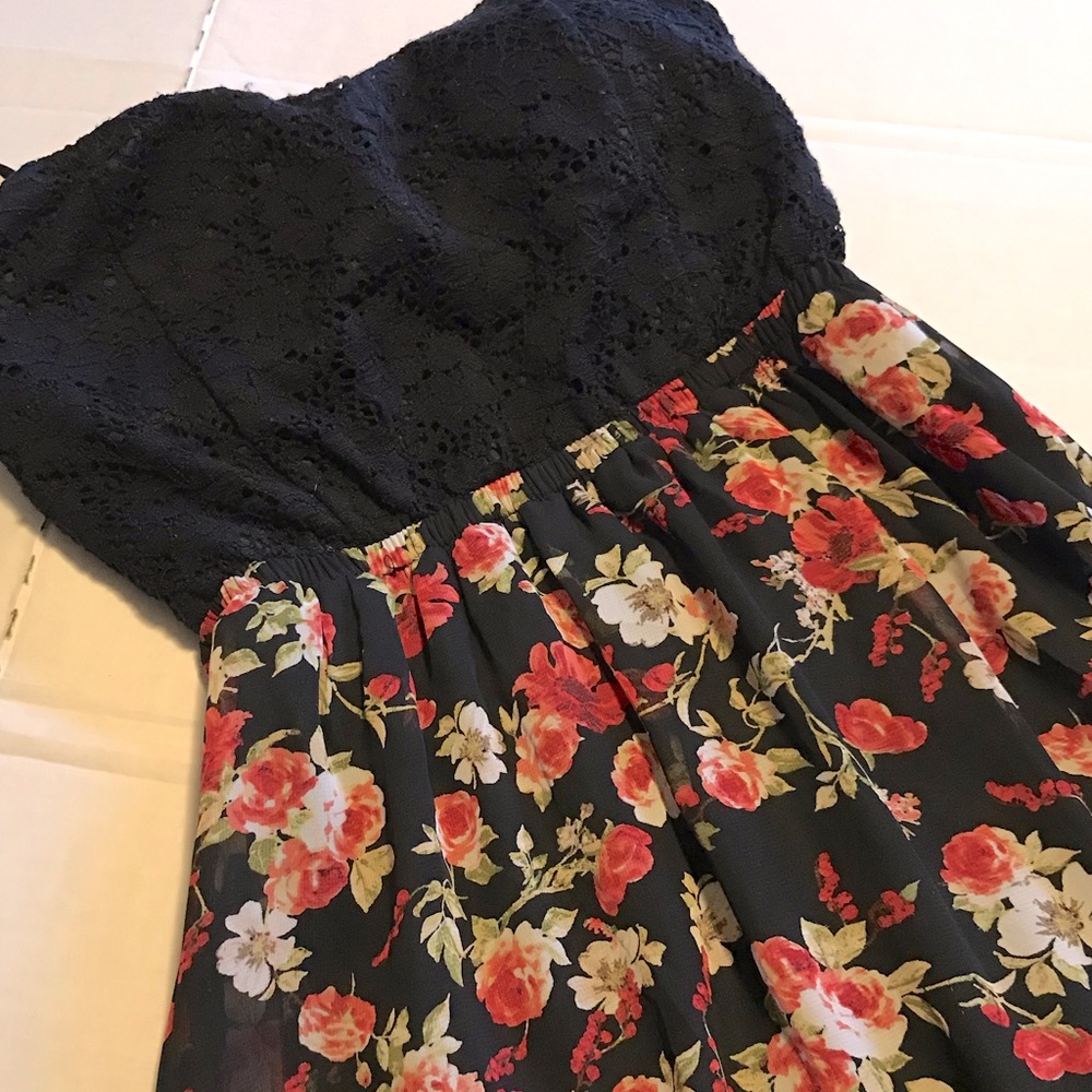 Laced Strapless Floral Maxi Dress